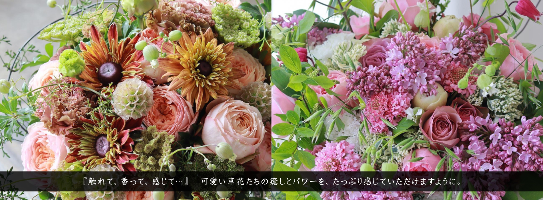 『触れて、香って、感じて…』 可愛い草花たちの癒しとパワーを、たっぷり感じていただけますように。