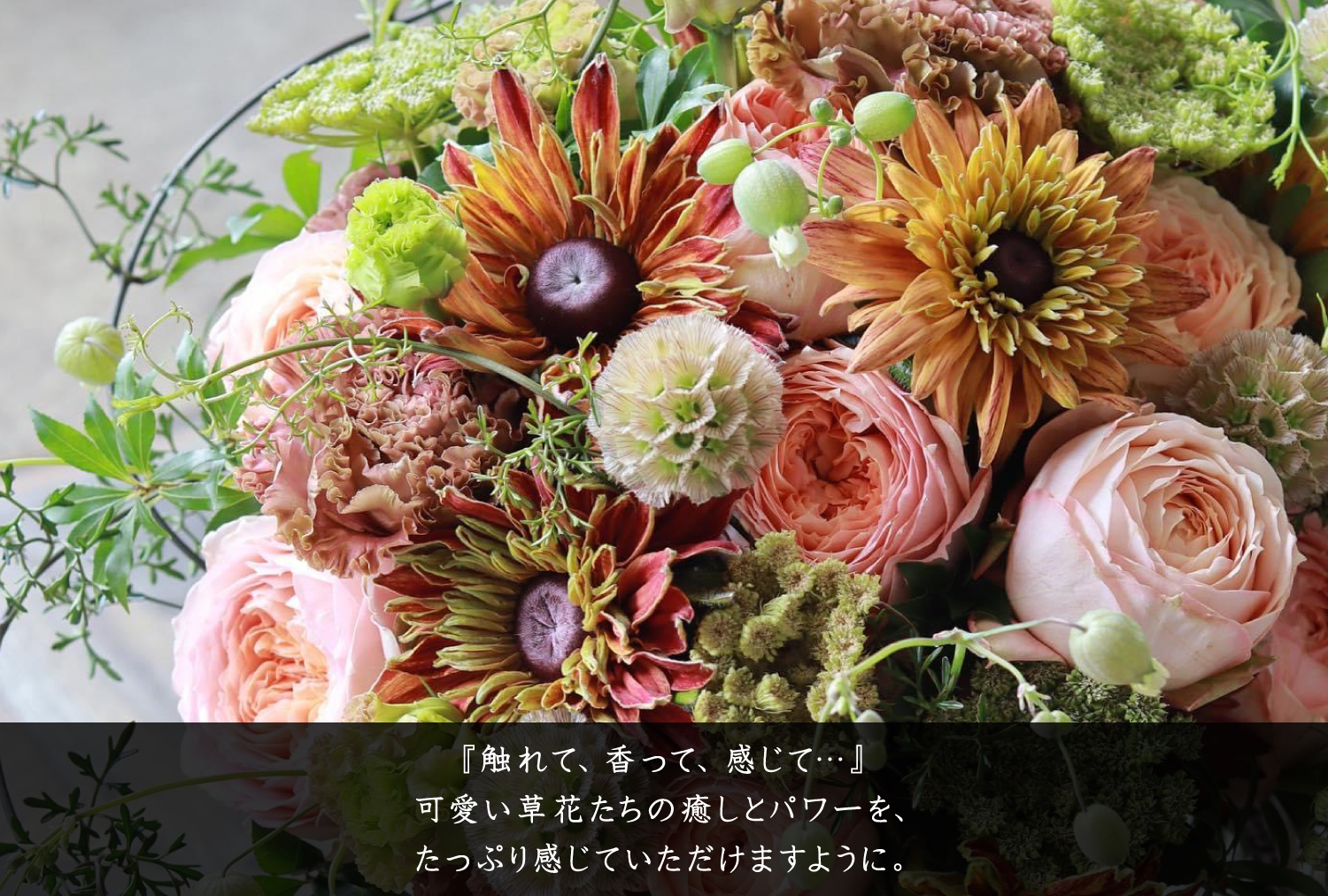 『触れて、香って、感じて…』 可愛い草花たちの癒しとパワーを、たっぷり感じていただけますように。